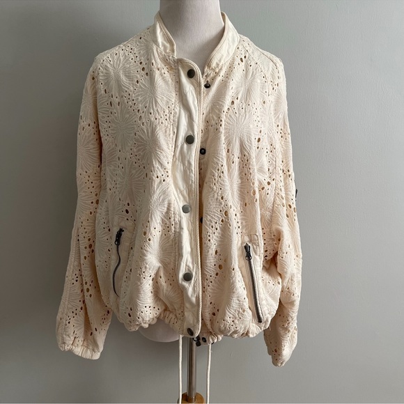 FP Daisy Jane Cotton Embroidered Bomber Jacket cottagecore grannycore boho - Picture 12 of 13